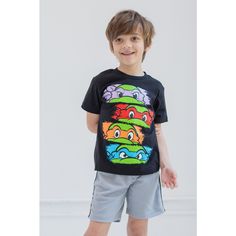 Get ready for an exciting comic book adventure in this cool Teenage Mutant Ninja Turtles outfit! This stylish short sleeve shirt and shorts set features colorful artwork of your kid's favorite ninjas Leo, Donnie, Raph, and Mike looking ready for action! Made of a soft and lightweight material that keeps your child comfortable all day long, this cute TMNT set is the perfect outfit for fun and play! Ninja Turtle Outfit, Mesh Shorts Outfit, Teenage Mutant Ninja Turtles Donatello, Ninja Turtles Donatello, Donatello Ninja Turtle, Mesh T Shirt, Shorts Outfit, Soft Clothes, Colorful Artwork