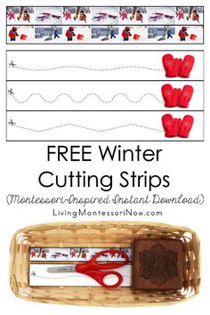 the free winter cutting strips printable for kids