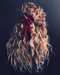 Jennifer Behr Velvet Bow Barrette | Hair bows | hair DIY | velvet bows | barrettes | hair hacks | hair how-tos | curly hair | Kristin Ess | Long Layered Hair, Good Hair Day, Hair Envy, Dream Hair, Long Curly Hair, Long Curly, Layered Hair, Hair Dos, Gorgeous Hair