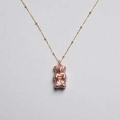 Gummy Bear Necklace - Rose Gold – BURKELMAN Rose Gold Sterling Silver Chain Necklace Gift, Pink Cable Chain Jewelry Gift, Pink Cable Chain Necklace Gift, Pink Cable Chain Necklace For Gift, Pink Cable Chain Necklace As Gift, Rose Gold Charm Necklace With Gold Chain For Gift, Rose Gold Charm Necklace With Gold Chain, Pink Gold Chain Jewelry Gift, Pink Necklace With Gold Chain For Gift