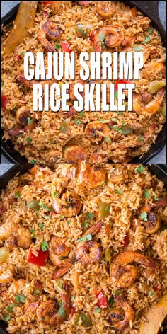 cajun shrimp rice skillet in two pans