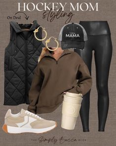 Hockey Mom Outfit, Fashion With Sneakers, Trendy Mom Outfits, Fall And Winter Outfits, Stylish Winter Outfits, Trendy Mom, Dressy Fashion, Mode Casual, Hockey Mom