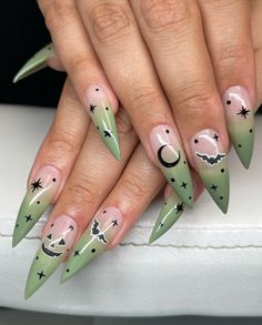 15 Stylish Olive Green Nail Design Ideas - thepinkgoose.com Olive Green Ombre Nails, Green Ombre Nails, Green Nail Design, Witchy Nails, Green Nail Designs, Lavender Nails, Nail Art Techniques, Green Nail, Ombre Nail Designs