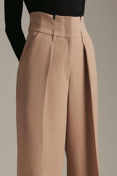 Compact Stretch High Waisted Wide Leg Trouser Camel Style, High Waisted Wide Leg Pants, Karen Millen, Tailored Trousers, Wide Waistband, Fall Wardrobe, Fashion Face, Wide Leg Trousers, Trousers Women