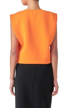 A strong-shoulder silhouette plays against the soft structure of this top that's a modern alternative to your favorite crewneck. Crewneck Sleeveless 45% polyester, 28% nylon, 20% acrylic, 7% wool Hand wash, dry flat Imported Modern Stretch Tank Top For Work, Stretch Crew Neck Sweater Vest For Work, Spring Crew Neck Vest For Work, Spring Workwear Vest With Crew Neck, Modern Spring Tops With Structured Shoulders, Modern Tops With Structured Shoulders For Spring, Modern Stretch Knit Top With Crew Neck, Modern Stretch Tank Top, Modern Tops For Workwear