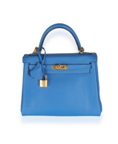 Pre-Owned Hermes Kelly 25 Leather Handbag Blue Crossbody Bag With Palladium Hardware, Hermes Kelly 25, Kelly 25, Birkin Bags, Hermes Bags, Birkin Bag, Leather Handbag, Leather Handbags, Pick Up