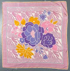 Exquisite Vintage 70s Silk Lanvin Scarf - Floral Elegance in Pastel Hues Step into a garden of timeless beauty with our Vintage 70s Silk Lanvin Scarf. This exquisite accessory, adorned with a delicate floral print in pastel tones of pink, orange, and purple, captures the essence of 1970s sophistication. With a generous size of 29 inches across, a hand-rolled hem, and in very good vintage condition, this silk square scarf is a testament to the enduring allure of Lanvin craftsmanship. **Key Features - **Floral Splendor The scarf boasts a captivating floral print in a harmonious blend of pastel hues, adding a touch of romance and femininity to your ensemble. - **Premium Silk Revel in the luxurious feel of pure silk against your skin, a hallmark of Lanvin's commitment to quality and refinement Pink Bohemian Silk Scarf, Pink Silk Vintage Scarves, Pink Vintage Silk Shawl Scarf, 70s Glamour, Vintage Silk Scarf With Floral Print, Artistic Pink Silk Scarf, Wrist Wrap, Neck Wrap, Pastel Hues