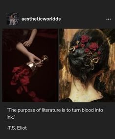 an image of a woman with flowers in her hair and the words aestheticworlds above it