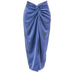 Fate Twist Waistline Midi Skirt. Measurements: Small: Waist-26.5", Hips-38.5", Length Of Garment-34".Slit On Front Of Skirt-16.5 Medium: Waist-30.5", Hips-41, Length Of Garment-41", Slit On Front Of Skirt-16.5 Large: Waist-34.5, Hips-34.5, Length Of Garment-34.5", Slit On Front Of Skirt-16.5". Material: Polyester And Spandex. Garment Of Care: Hand Wash In Cold Water/ Hang To Dry. Weight: 1.5 Lbs. Saint Pablo, Twisted Skirt, Blue Outfits, Long Gowns, Skirt Measurements, Disney Fairy, Tie Skirt, Beautiful Skirt, Satin Midi Skirt