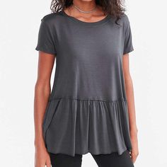 Urban Outfitters Black Short Sleeve Top Nwt Chic Gray Top, Black Top For Day Out, Casual Layering Tops From Urban Outfitters, Casual Layering Tops By Urban Outfitters, Urban Outfitters Casual Tops For Layering, Chic Gray Solid Color Top, Trendy Urban Outfitters Everyday Tops, Trendy Urban Outfitters Tops For Everyday, Urban Outfitters Black Casual Tops