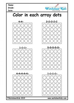 color each array dots in this worksheet to help students learn numbers and counting