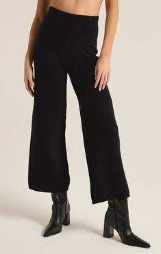 Step into style with these high-rise, ankle-length pants made from lush birdseye jacquard fabric. The elastic waistband ensures a comfy fit, while the textured fabric brings a touch of sophistication. Z SUPPLY Women's Elowen Jacquard Pant, Black, Small Oversize Sleeves, Pant Trends, Ankle Length Pants, Sweater Pants, Knit Pants, Sweater Knit, Polished Look, Hat Hairstyles, Easy Wear