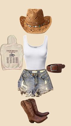 Outfits For Stagecoach, Aesthetic Farm Outfit, Morgan Wallen Outfit Ideas For Concert, Cowgirl Inspo Outfits, Outfits For Zach Bryan Concert, Hoedown Party Ideas Outfit, Country Going Out Outfits Night, Zach Bryan Concert Outfits Women, Country Outfits With Shorts