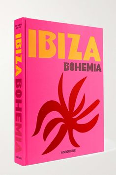 a pink book with the words ibiza bohemia written in yellow on it