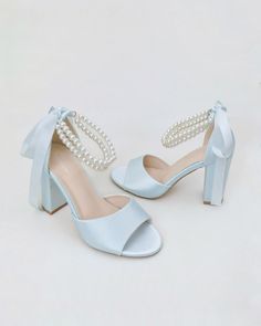 Heels For Blue Prom Dress, Dusty Blue Wedding Shoes For Bride, Elegant Block Heel Sandals For Bridal Shower, Elegant Ankle Strap Sandals For Bridal Shower, Elegant Open Toe Block Heels For Bridal Shower, Elegant Ankle Strap Block Heels For Bridal Shower, Elegant Blue Open Heel Wedding Shoes, Elegant Blue Wedding Shoes With Open Heel, Elegant Blue Block Heels For Formal Occasions