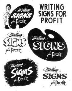 some black and white signs with writing on them