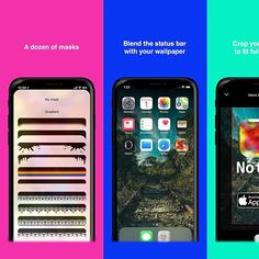 three iphones with different themes on them, one showing the screen and the other saying not
