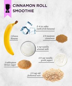 the ingredients to make cinnamon roll smoothie