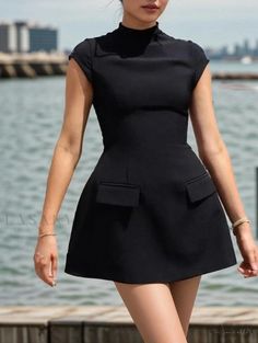 Lasaky - Elegant Solid Color Short Sleeve Bodycon High Waist Mini Dress Basic Mini Dress, Elegant Dresses Short, Empire Waist Maxi Dress, Short Bodycon Dress, Maxi Dresses Fall, Basic Skirt, Short Sleeve Bodycon Dress, High Waist Dress, Sleeve Bodycon Dress