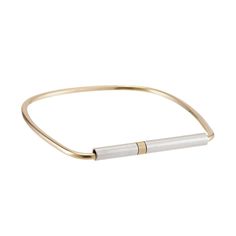 This 2.5mm wide, hand-hammered square "Repetition" bangle bracelet features three metal tubes measuring approximately 4.75mm wide. The bangle has a shiny finish and the tubes are matte in both available colorways. This bangle is available in three sizes: Small (2.1/4" diameter), medium (2.1/2″), and large (2.3/4"). A size medium will fit most wrists. Choose your preferred size and color-way from the dropdown menus below. Materials: 14k gold and sterling silver (.925). All materials are hypoaller Modern Hammered Bangle Bracelets, Modern Hammered Metal Bracelets, Modern Hammered Bangle For Everyday Wear, Modern Hammered Bangle For Everyday, Modern Hammered Bangle, Modern Stackable Bangle, Necklaces Women, Silver Necklaces Women, Asbury Park