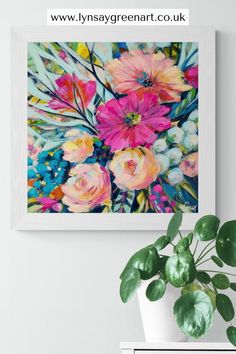 #ModernInteriors #CenterpieceArt #MaximalistHomes #VibrantWallArt #InteriorStyling Colours That Go Together, Inspired Painting, Floral Artwork, Media Painting, Mixed Media Painting