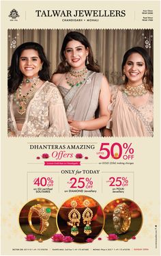 an ad for talwar jewellers with two women in sari and necklaces