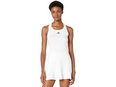 adidas Tennis Y-Dress - Women's Dress : White/Black : Serve up some serious style with a technical edge to keep you fresh on the court with this adidas Tennis Y-Dress! This dress features a rounded neckline, shoulder strap that comes to a Y design on back, adidas logo on front top center chest, a climacool moisture-wicking fabric that rapidly transports heat and perspiration away from the body, HEAT.RDY air-cooling fabric provides breathable all-day comfort during warmer conditions, and a ruffle Adidas Tennis, Womens Adidas, Rounded Neckline, Body Heat, The Court, Adidas Logo, Moisture Wicking Fabric, Dress White, Adidas Women