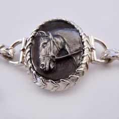 sterling silver horse head pendant with laced rein detail Classic Formal Jewelry With Horse Design, Elegant Horse Design Jewelry For Shows, Elegant Jewelry With Horse Design For Shows, Equestrian Bracelet, Equine Jewelry, Horse Bracelet, Snaffle Bit, Equestrian Jewelry, Silver Horse