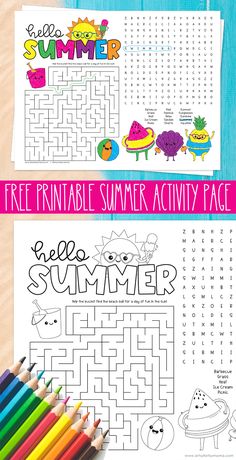 the free printable summer activity bag for kids