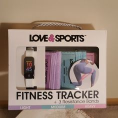 the packaging for love and sports's fitness tracker