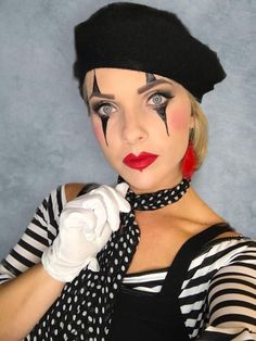 Mime Eye Makeup, Mime Makeup Pretty Easy, Mime Clown Costume, Mime Halloween Makeup, Mime Makeup Halloween, Mime Makeup Simple, Mime Costume Makeup, Cute Mime Makeup