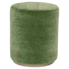 a green stool with a wooden base