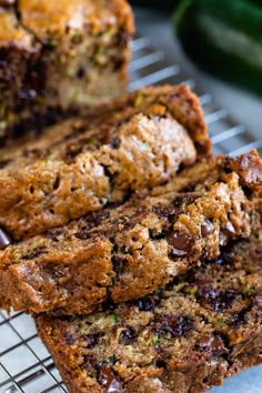 slices of zucchini bread on a cooling rack