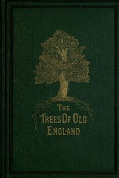 the trees of old england written in gold on green paper with an image of a tree