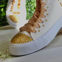 Pick your own colors and Personalized Dancers Sneakers for your Quinceañera. Remember to add your name and the date of the event on the Personalization tab. Perfect match for that dress, don’t forget to ask us for a matching Tiara - Crown. You can search in our Etsy store - GuiltychicPrint for more information about our reviews.🌟Includes🌟- Pick shoelace colors. - The toe top is covered with bright rhinestones.- On the sides of the shoe (right & left), the idea/name/date is printed in solid or glitter color.- Date of the event on the back🧡You will receive🧡- One pair of Personalized sneaker canvas off-brand- One special custom bag for the shoes🙏Working together🙏- You can pick a combination of the colors. See the letter color options below.- Please enter the date of the celebration and Low-top Party Sneakers With Laces, Trendy Party Sneakers With Laces, White Low-top Sneakers For Party, Party Sneakers With Round Toe And Laces, White Sneakers For Party With Round Toe, White Round Toe Party Sneakers, White Round Toe Sneakers For Party, Spring Party Low-top Sneakers, Low-top Sneakers For Spring Parties