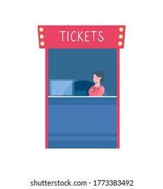 the ticket booth is open for people to use