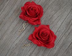 A Pair Wedding Flower Hair Clips-Real Touch Red Rose Hair Hair Clips Bridal, Flower Hair Clips Wedding, Wedding Flower Hair, Bridal Hair Flower, Rose Hair Clip, Wedding Barrettes, Wedding Red, Luxury Vehicles, Red Rose Flower