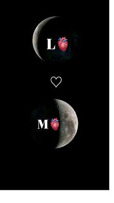 i love you to the moon and back with two hearts on each side, in black background