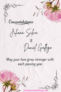 congratulations card with pink flowers on white background