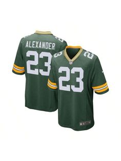 Get the look of a tried and true Green Bay Packers fan with this Jaire Alexander jersey. Rock this Nike game jersey to watch your favorite player take on the competition when the Green Bay Packers hit the gridiron. You'll love paying homage to your favorite NFL team with this spirited jersey. 
Loose fit - Oversized cut and designed with little to no structure in shoulders, chest and waist 
Mesh side panels for extra breathability 
Short sleeves 
Tailored designed for movement 
Embroidered fabric Collegiate Football Season Jersey, Green Letter Print Jersey For Game Day, Collegiate Green Jersey For Game Day, Green Jersey With Team Name For Fans, Green Collegiate Jersey For Game Day, Collegiate Green Jersey For Sports Season, Green Team Spirit Jersey For Game Day, Green Jersey For Football Season, Green Sports Jersey For Football Season