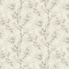 a white wallpaper with small branches on the left and right sides, in shades of gray