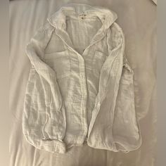 Perfect For Summer Thin, See Through Ish Material Size S Never Worn Cloth And Stone, Stone Top, Anthropology, Button Down Shirt, Color White, Womens Tops, Stone, Clothes For Women, Women Shopping