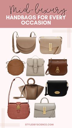 Mid-level luxury handbags featuring crossbody, shoulder bag, and top handle handbags all priced under $1K. Demellier London review. Quiet Luxury Bag, Quiet Luxury Handbags, Quiet Luxury Bags, Demellier London, Demellier Vancouver, Luxury Bag Brands, London Bag, High End Handbags, Handbags Uk