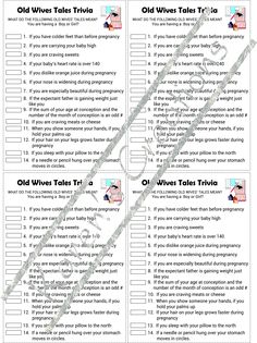 the old wives trivia is shown in this printable checklist for women's health