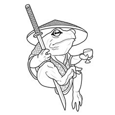 a cartoon character with a hat and cane in his hand, holding a fishing rod