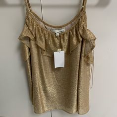 Gold Tank Top! Fun For Going Out Casual Gold Tank Top For Party, Gold Sleeveless Blouse For Spring, Casual Gold Blouse For Party, Casual Gold Blouse For Spring, Gold Sleeveless Casual Top, Casual Gold Sleeveless Top, Wrap Tank Top, Halloween Tank Top, Dress Better