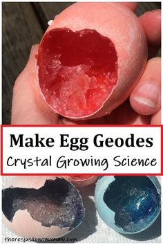 an egg with the words make egg geodes crystal growing science