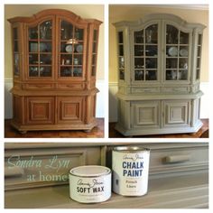 three pictures of different types of painted furniture