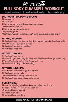 the full body burner workout plan is shown with instructions for how to do it