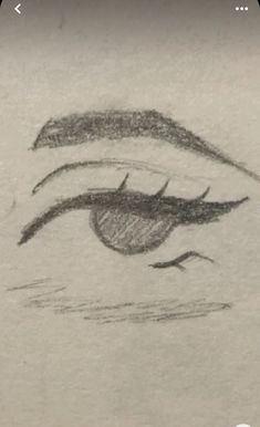 a pencil drawing of an eye with long lashes